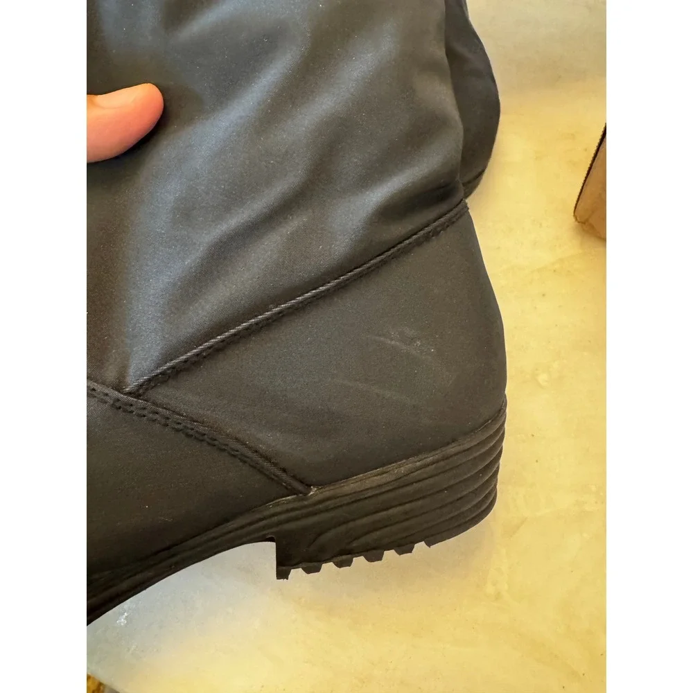 Totes Womens Tall Winter Boots 8.5 Wide Width Black Faux Fur Waterproof Snow